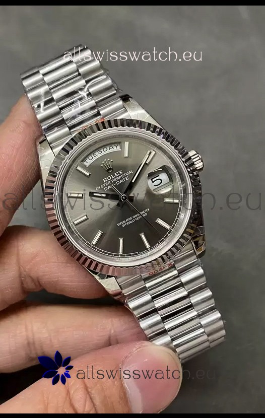 Rolex Day Date Presidential Stainless Steel Grey Dial Watch 40MM - 1:1 Mirror Quality