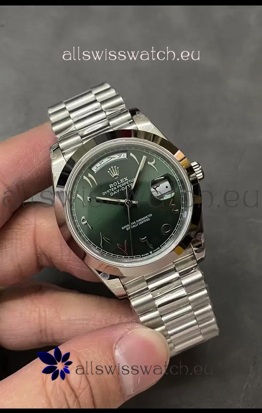Rolex Day Date Presidential Stainless Steel Olive Green Arab Dial Watch 40MM - 1:1 Mirror Quality