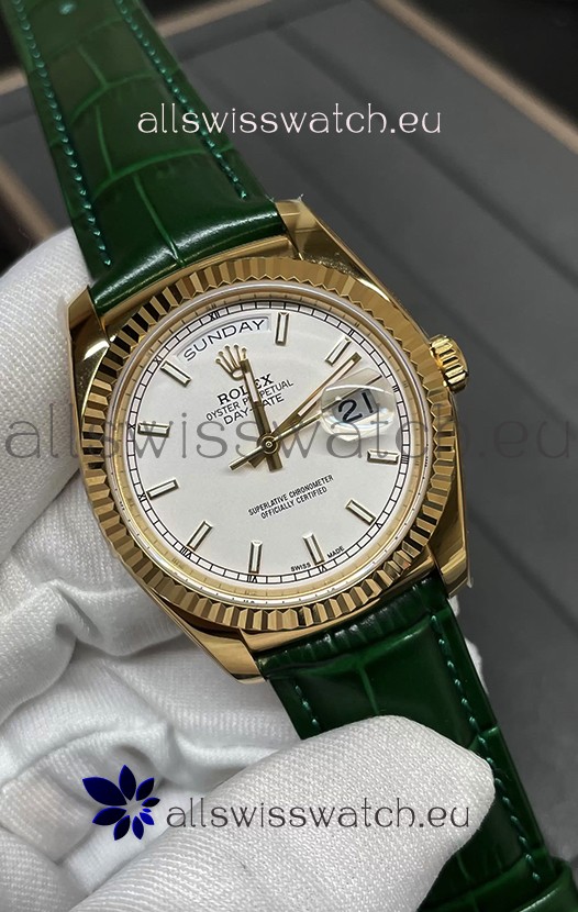 Rolex Day Date Yellow Gold Casing Watch in White Dial 36MM - 1:1 Mirror Quality 