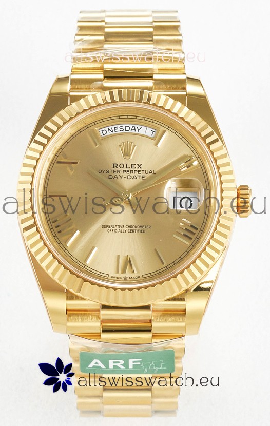 Rolex Day Date Super Clone 18K Yellow Gold Watch 40MM - Gold Dial 1:1 Mirror Quality