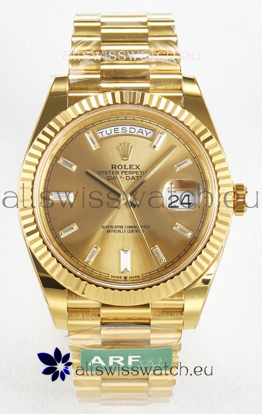 Rolex Day Date Super Clone 18K Yellow Gold Watch 40MM - Gold Dial 1:1 Mirror Quality