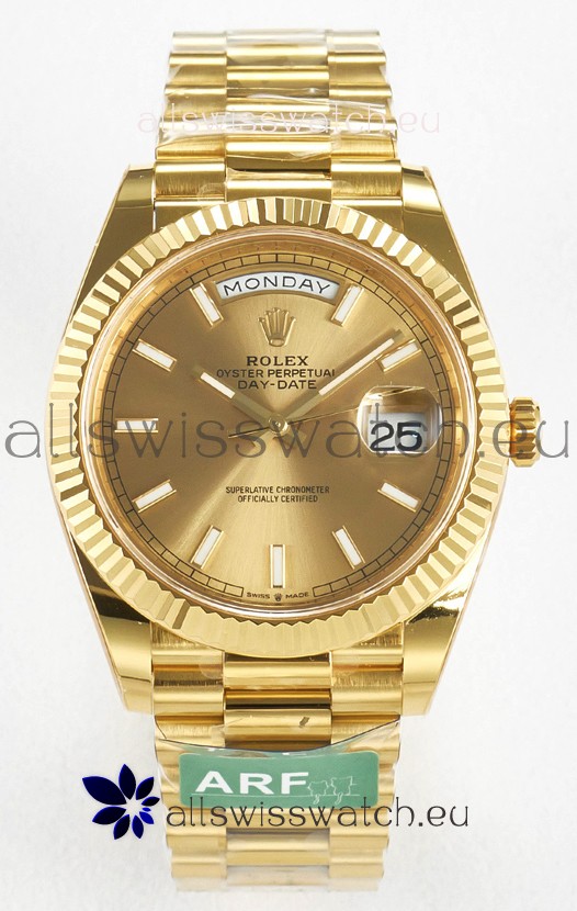Rolex Day Date Super Clone 18K Yellow Gold Watch 40MM - Gold Dial 1:1 Mirror Quality