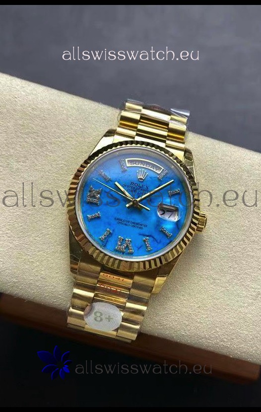 Rolex Day Date Turquoise Set 18K Yellow Gold Watch 36MM - 1:1 Mirror Replica Watch 