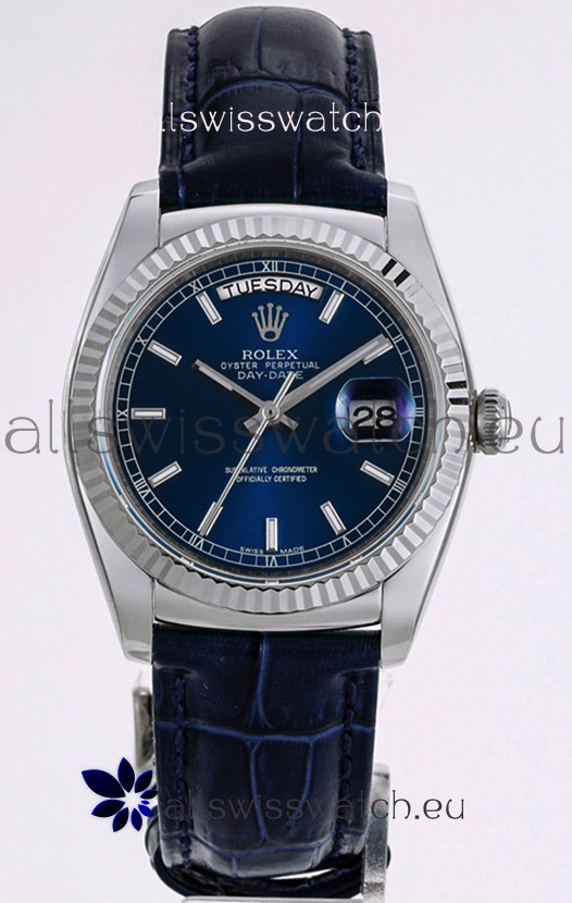Rolex Day Date 904L Steel Casing Watch in Blue Dial 36MM - 1:1 Mirror Quality