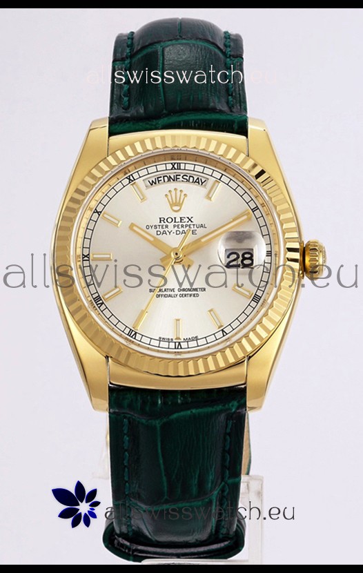 Rolex Day Date Yellow Gold 904L Steel Casing Watch in Steel Dial 36MM - 1:1 Mirror Quality