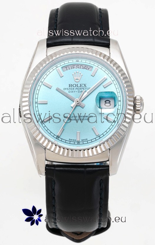 Rolex Day Date 904L Steel Casing Watch in Ice Blue Dial 36MM - 1:1 Mirror Quality
