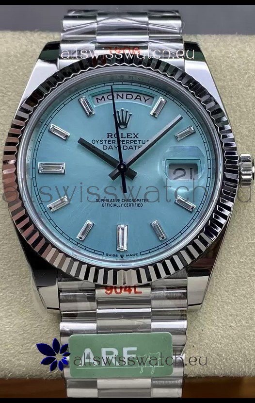 Rolex Day Date 904L Stainless Steel Tiffany Blue Stick Dial Watch 40MM - 1:1 Mirror Quality