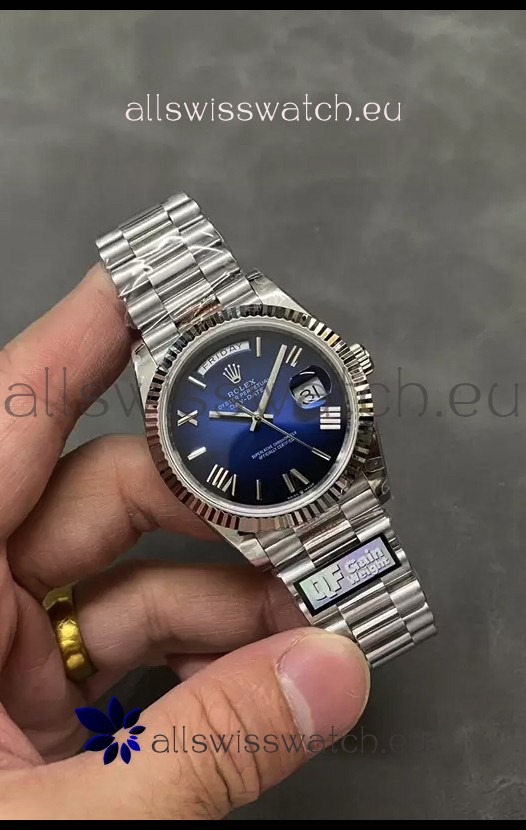 Rolex Day Date Presidential Stainless Steel Navy Blue Dial Watch 40MM - 1:1 Mirror Quality