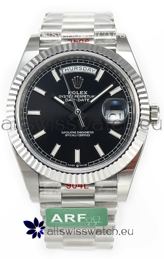 Rolex Day Date Presidential Stainless Steel Black Dial Watch 40MM - 1:1 Mirror Quality