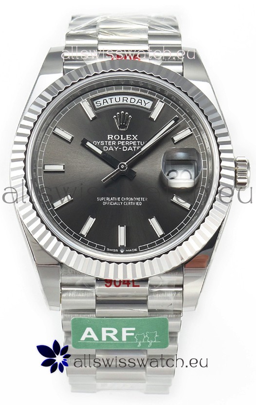 Rolex Day Date Presidential Stainless Steel Grey Dial Watch 40MM - 1:1 Mirror Quality