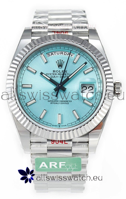 Rolex Day Date 904L Stainless Steel Tiffany Blue Stick Dial Watch 40MM - 1:1 Mirror Quality