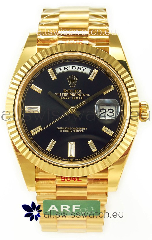 Rolex Day Date Presidential 18K Yellow Gold Watch 40MM - Black Dial 1:1 Mirror Quality