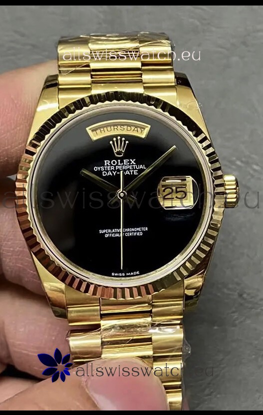 Rolex Day Date Presidential 18K Yellow Gold Watch 36MM - Black Dial 1:1 Mirror Quality