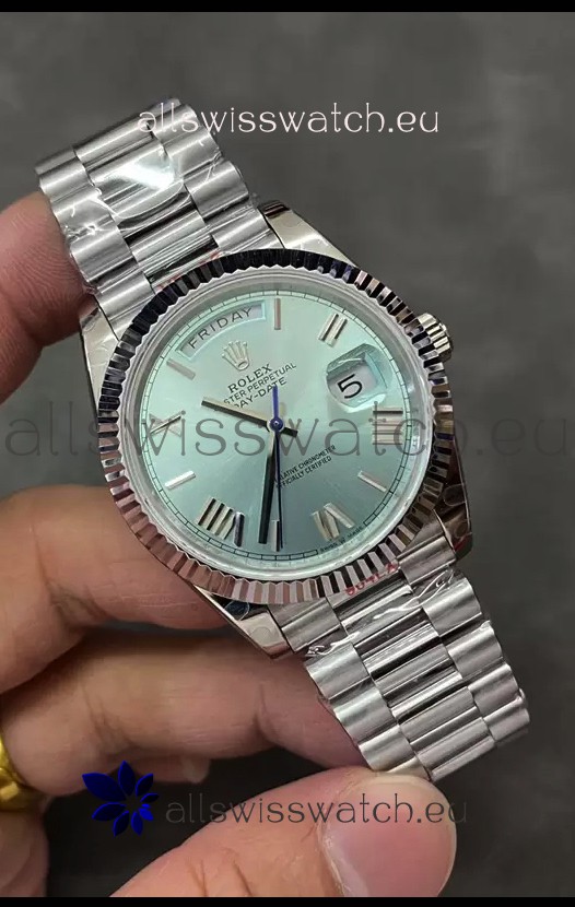 Rolex Day Date Presidential Stainless Steel ICE Blue Dial Watch 40MM - 1:1 Mirror Quality