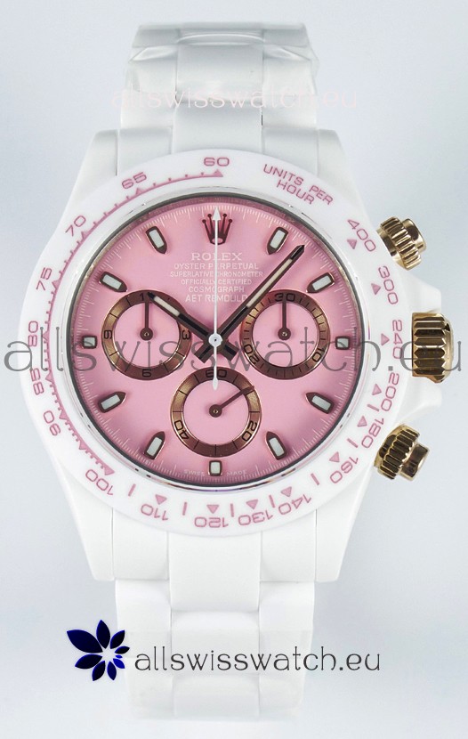 Rolex Daytona AET Remould Pink Dial Full Ceramic Strap Watch in Cal.4130 Movement