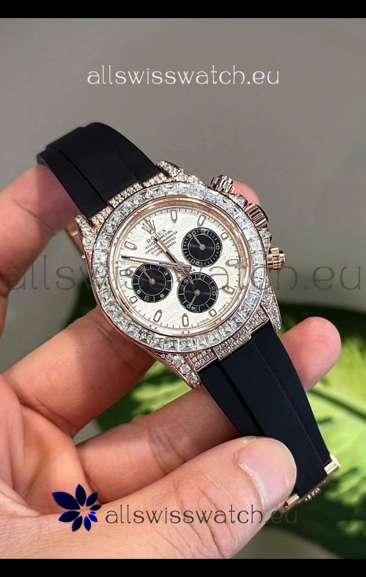 Rolex Daytona Super Clone White Gold Casing Meteorite Dial Cal.4131 Movement Watch Custom Sapphires Bezel