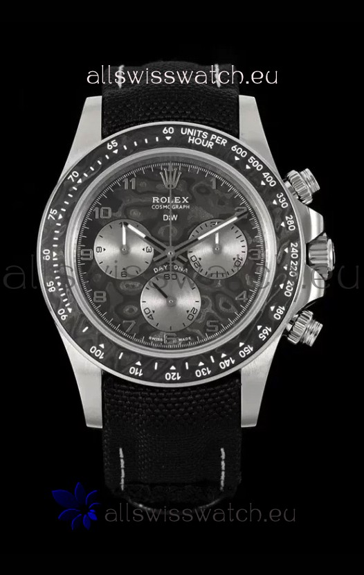 Rolex Daytona Super Clone DiW Exceptional-1 Stainless Steel Watch in Black Carbon Dial 1:1 Mirror Replica Watch