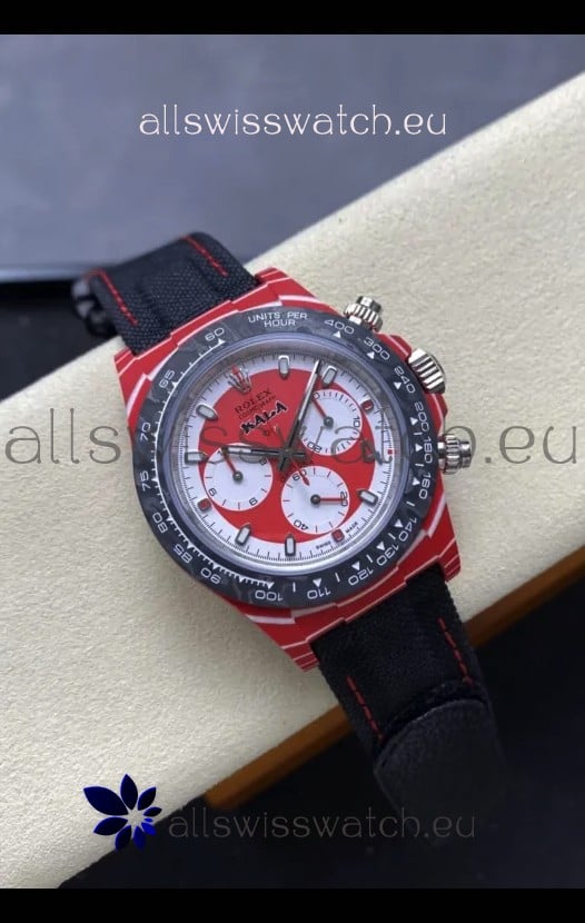 Rolex Daytona Super Clone DiW Kakha Kaladze Red Carbon Casing Watch in Red Dial 1:1 Mirror Replica Watch