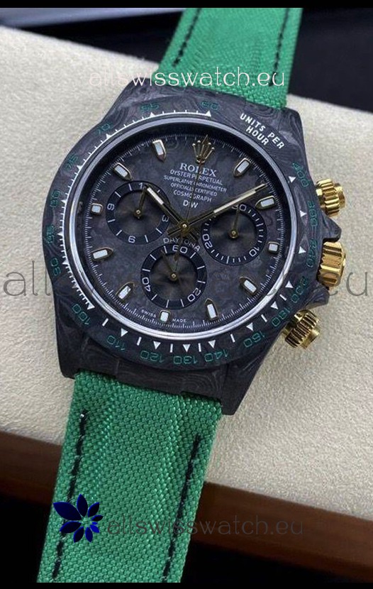 Rolex Daytona DiW Edition "All Black/Green" Watch - Forged Cabon Casing 1:1 Mirror Replica
