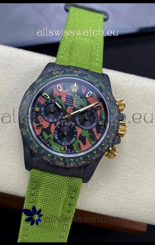 Rolex Daytona DiW Military Green Edition Watch - Forged Cabon Casing 1:1 Mirror Replica