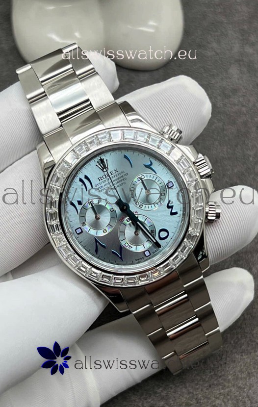 Rolex Cosmograph Daytona ICE Blue Dial Diamonds Bezel Cal.4130 Movement - 904L Steel Watch