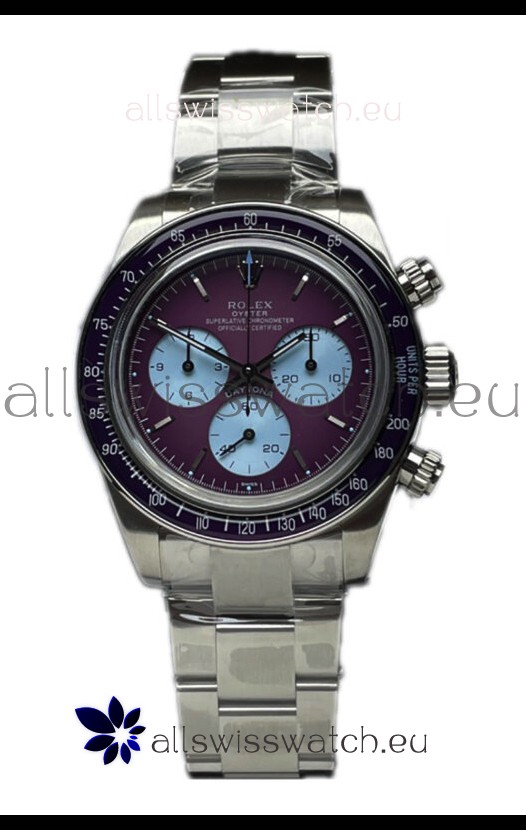 Rolex Daytona 116508 Warm Burgundy De Geneve Stainless Steel Watch Swiss Replica 