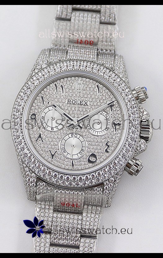 Rolex Cosmograph Daytona 904L Steel ICED OUT Cal.4130 Movement - 904L Steel Watch