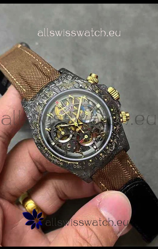 Rolex Cosmograph Daytona "La Montoya" Skeleton Edition Carbon Fiber Watch - Cal.4130 Movement 