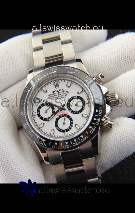 Rolex Daytona Japanese Movement Replica Watch in White Dial - Ceramic Bezel 