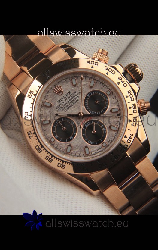 Rolex Daytona Japanese Movement Gold Casing Replica Watch in Meteorite Pattern Dial 