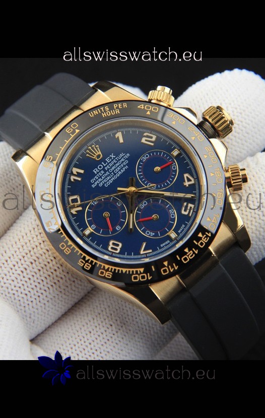 Rolex Daytona Japanese Movement Gold Casing Replica Watch in Blue Dial 