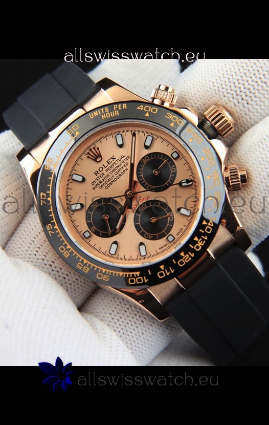 Rolex Daytona Japanese Movement Gold Casing Replica Watch in Champange Dial 