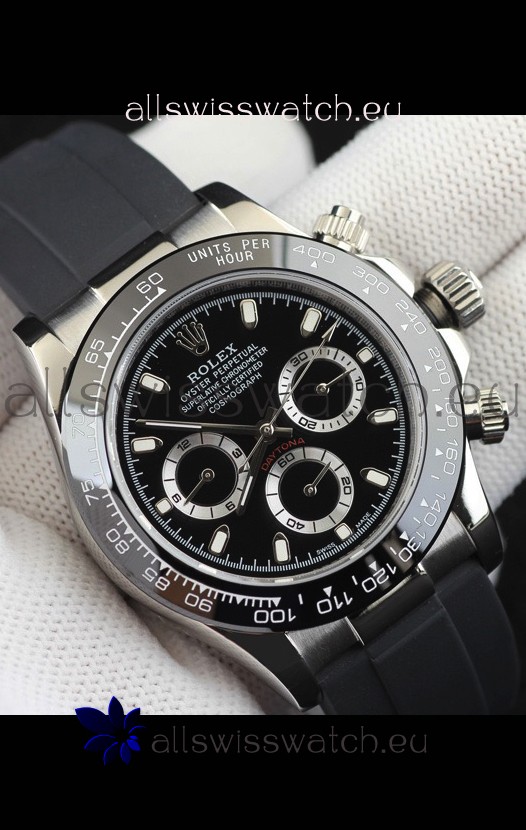 Rolex Daytona Japanese Movement Steel Casing Replica Watch in Black Dial