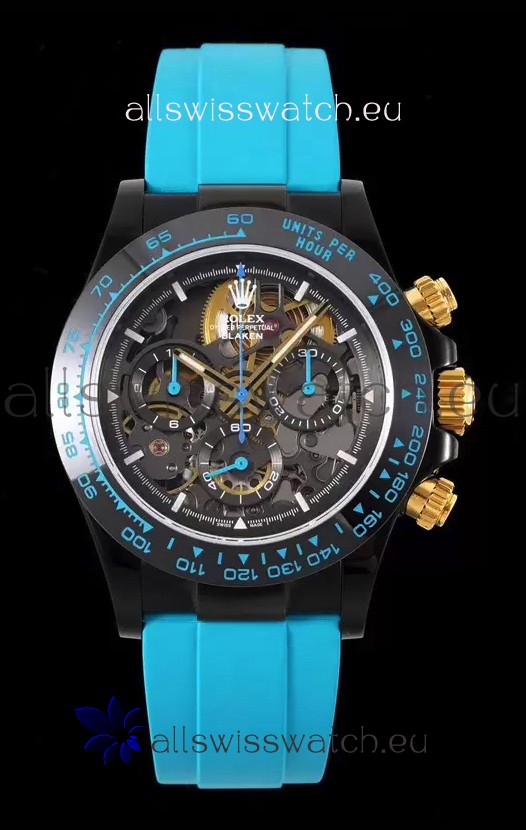 Rolex Daytona Blaken Blue 1:1 Swiss Mirror Replica Skeleton Dial Cal.4130 Movement