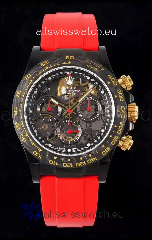 Rolex Daytona Blaken Red 1:1 Swiss Mirror Replica Skeleton Dial Cal.4130 Movement