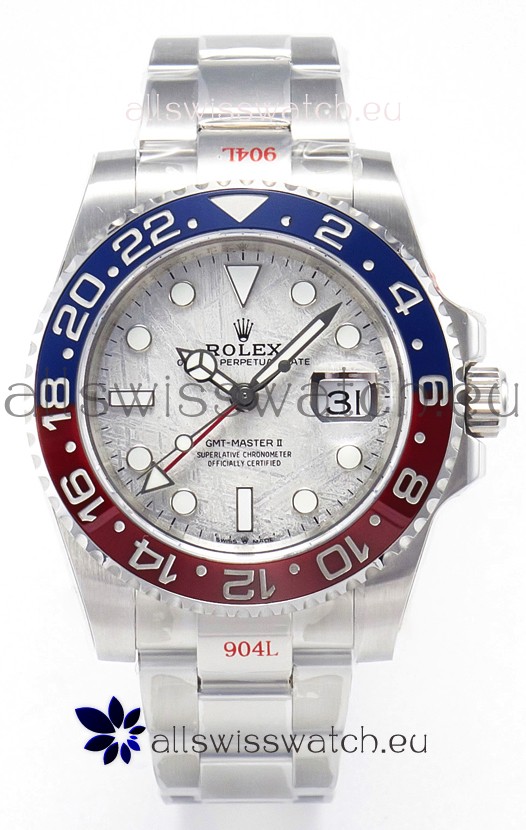 Rolex GMT Masters II Super Clone 126720 Cal.3285 White Meteorite Dial 904L Steel in Oyster Strap Swiss Replica