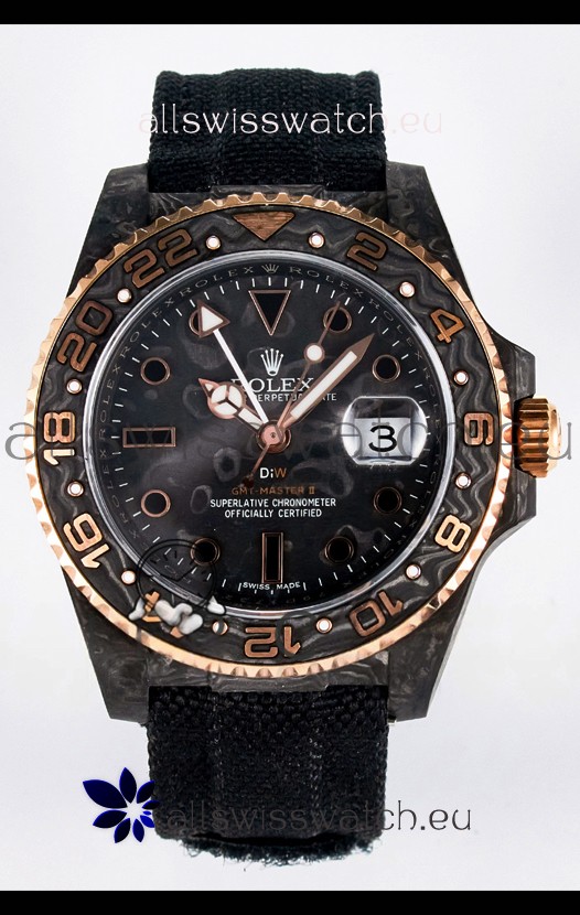 Rolex GMT Masters II Super Clone DiW Edition Swiss Replica Lightweight Carbon Casing Watch 