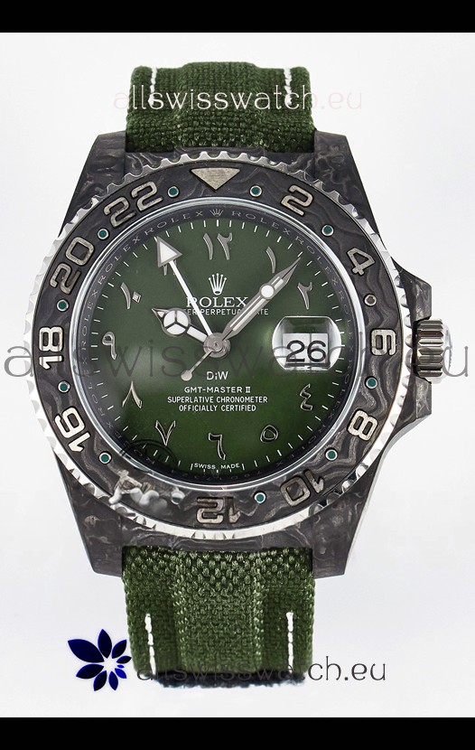 Rolex GMT Masters II Super Clone DiW Edition Swiss Replica Lightweight Carbon Casing Watch 