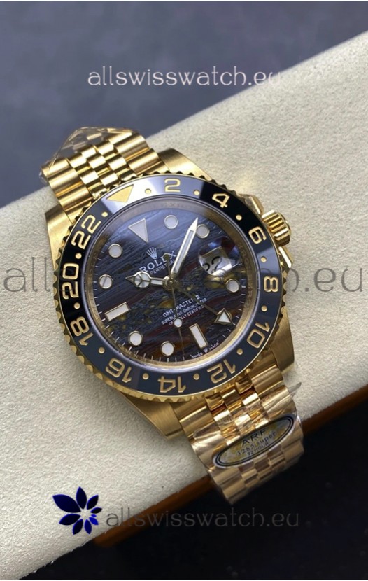 Rolex GMT Masters II Super Clone 126718GRNR Yellow Gold Tiger Iron Dial Swiss Replica Watch