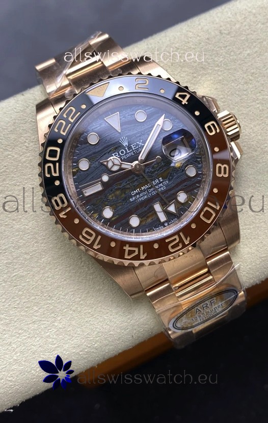 Rolex GMT Masters II Super Clone 126715CHNR Rose Gold Tiger Iron Dial Swiss Replica Watch