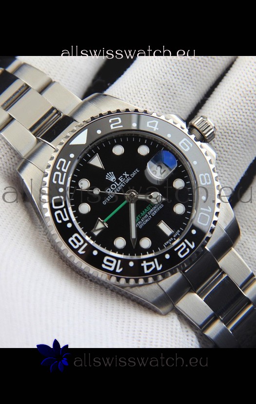 Rolex GMT Masters II Japanese Movement Replica Watch Steel Case Black Dial