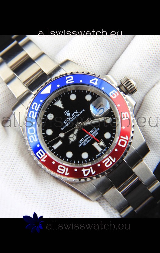 Rolex GMT Masters II Japanese Movement Replica Watch Steel Case Black Dial