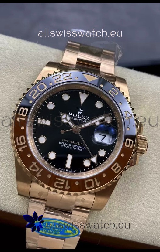 Rolex GMT Masters II M126715CHNR Everose Gold Swiss Replica 1:1 Mirror Watch - 904L Steel