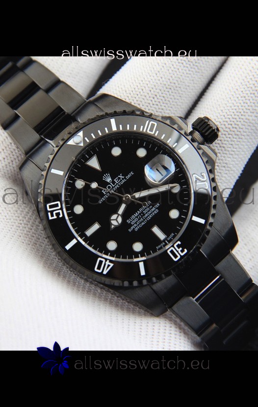 Rolex Submariner Japanese Replica Watch in PVD Coating Black Dial 