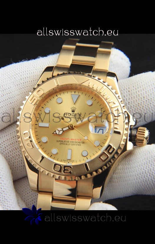 Rolex Yachtmaster Japanese Movement Watch in Gold Casing - Gold dial 37MM