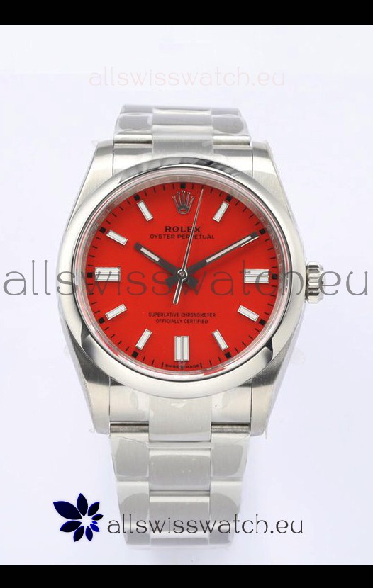 Rolex Oyster Perpetual REF#126000 36MM Swiss Movement Swiss Replica Red Dial 904L Steel 1:1 Mirror Replica Watch