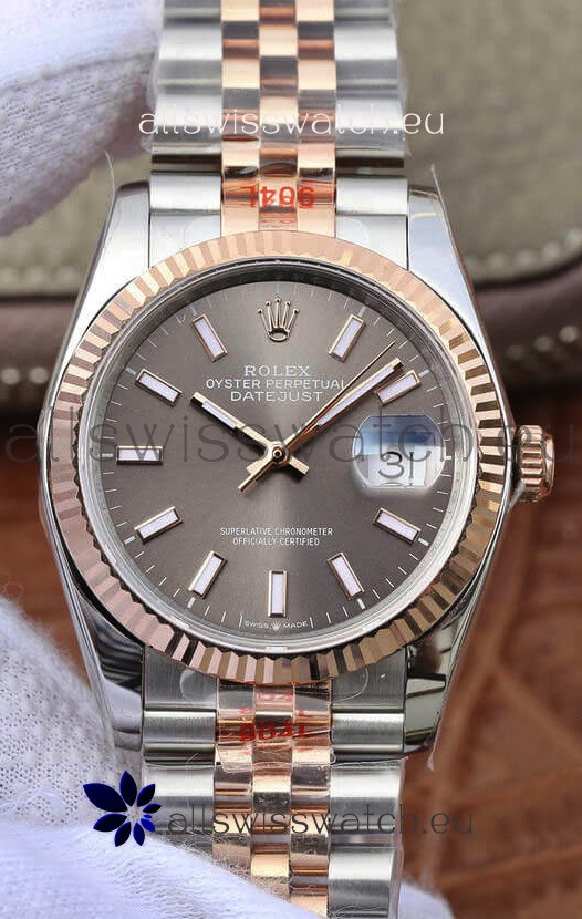 Rolex Datejust 36MM ETA-3135 Movement Swiss Replica in 904L Two Tone Grey Dial
