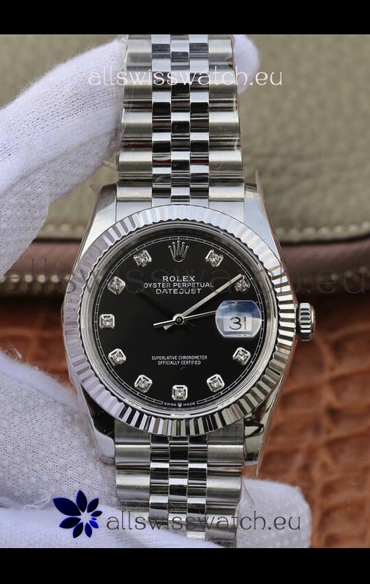 Rolex Datejust 36MM ETA-3135 Movement Swiss Replica in 904L Steel in Navy Blue Dial 