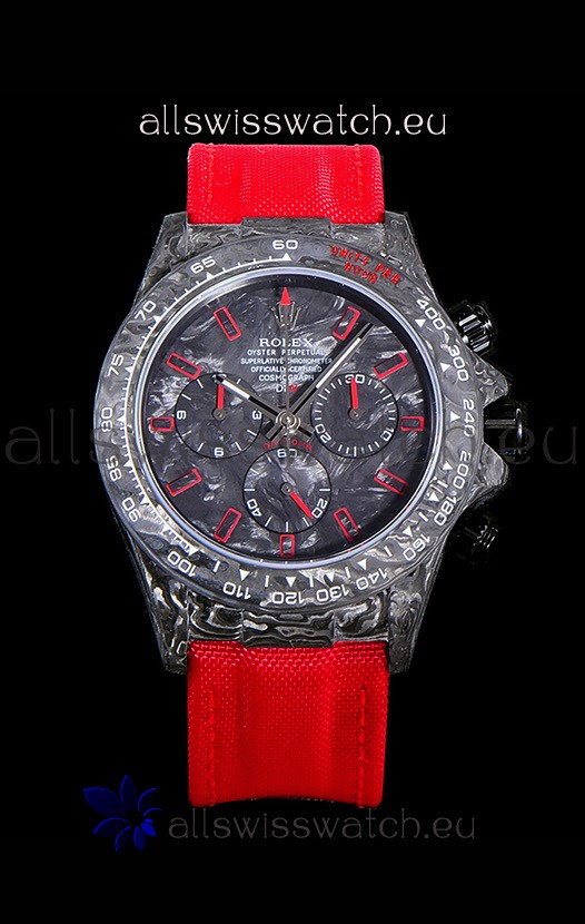 Rolex Daytona DiW Edition "All Black/Red" Forged Cabon Casing 1:1 Mirror Replica