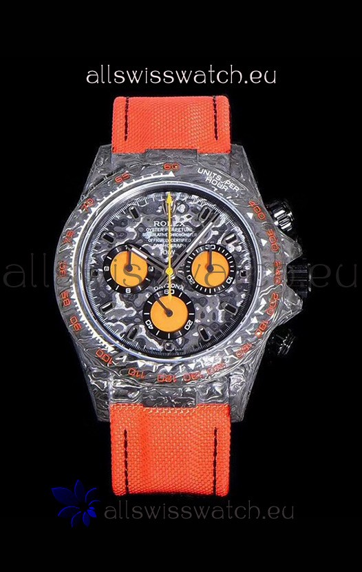 Rolex Daytona DiW Orange Edition Edition Forged Cabon Casing 1:1 Mirror Replica